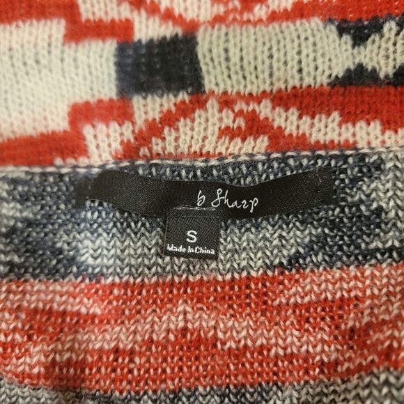 B Sharp Assymetrical Waterfall Drape Front Aztec Print Mohair Blend Cardigan - Picture 12 of 13